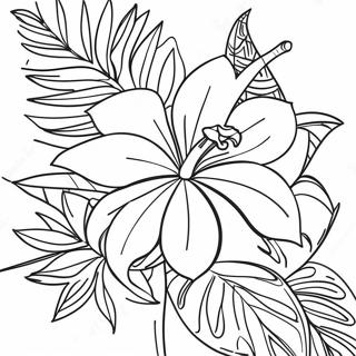 Tropical Flower Realistic Coloring Page | Tropical Flower Realistic Flower coloring page