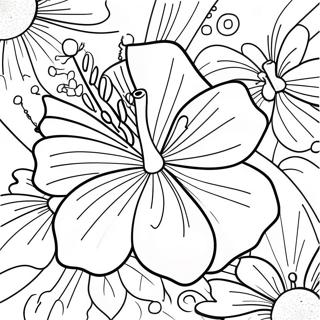 Vibrant Tropical Hibiscus Flower Coloring Page | Tropical Flower Realistic Flower coloring page
