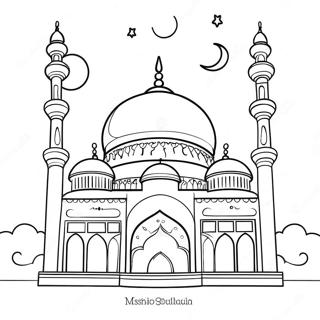 Cute Islamic Mosque Coloring Page | Children's Islamic coloring page