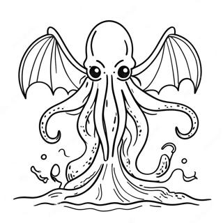 Cthulhu Rising from the Ocean Coloring Page | Cthulhu coloring page