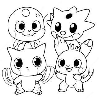 Cute Digimon Characters Coloring Page | Digimon coloring page