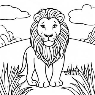 Majestic Lion in the Wild Coloring Page | Animal Kingdom coloring page