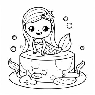 Underwater Mermaid Cake Coloring Page | Mermaid Cake coloring page