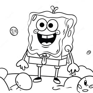 SpongeBob with Colorful Eggs Coloring Page | SpongeBob Easter coloring page