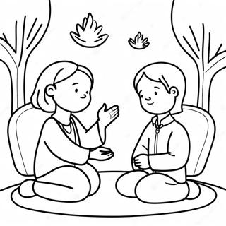 Friendly Mediation Coloring Page | Conflict Resolution coloring page