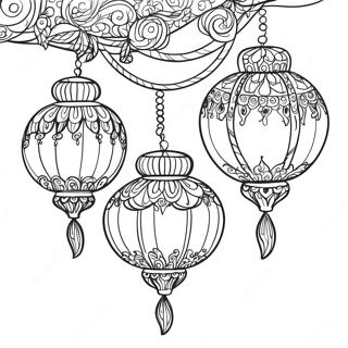 Whimsical Tangled Lanterns Coloring Page | Tangled Lanterns coloring page