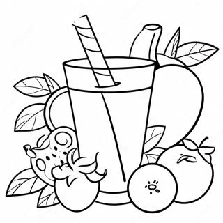 Colorful Fruit Juice Coloring Page | Juice coloring page