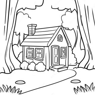 Cozy Little House in the Big Woods Coloring Page