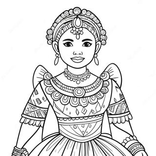 Maya in Her Colorful Dress Coloring Page | Maya and the Three coloring page