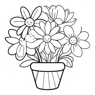 Cute Mothers Day Flowers Coloring Page | Easy Mothers Day coloring page