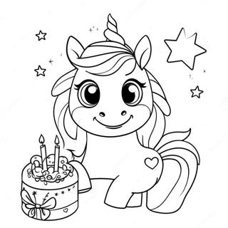 Happy Birthday Unicorn Coloring Page | Happy Birthday Unicorn coloring page