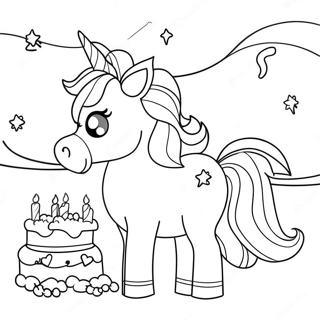 Sparkling Unicorn Birthday Party Coloring Page | Happy Birthday Unicorn coloring page