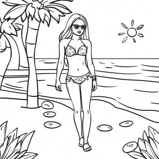 Malibu Barbie Beach Party Coloring Page | Malibu Barbie coloring page