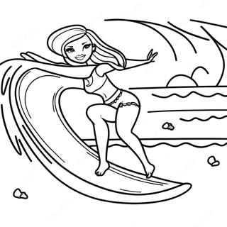 Malibu Barbie Surfing Adventure Coloring Page | Malibu Barbie coloring page