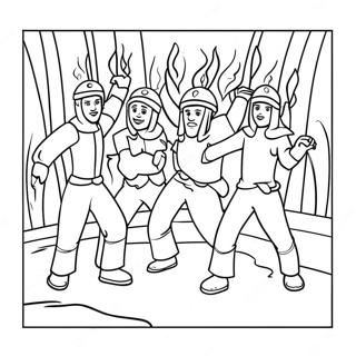 Fiery Furnace with Dancing Flames Coloring Page | Fiery Furnace coloring page