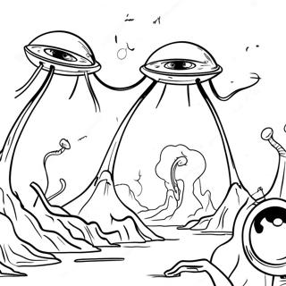 Krieg der Welten Alien-Invasion Ausmalbild | Der Krieg der Welten Ausmalbild
