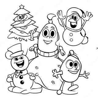 Pixar Christmas Characters Coloring Page | Pixar Christmas coloring page