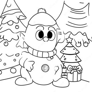 Festive Pixar Christmas Scene Coloring Page | Pixar Christmas coloring page