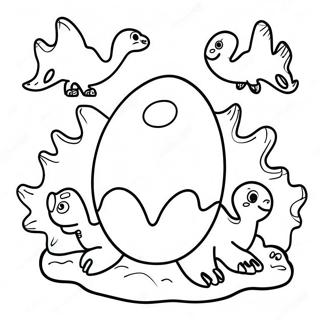 Colorful Dino Egg Nesting Scene Coloring Page | Dino Egg coloring page