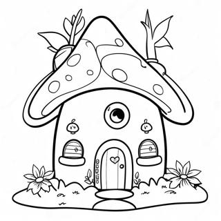 Whimsical Fairy House Coloring Page | Fairy Garden coloring page