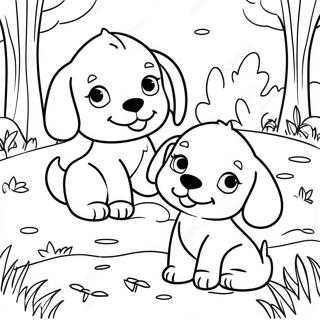 Playful Puppies in a Park Coloring Page | Dog Family coloring page