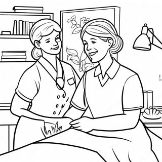 CNA Nurse Helping Patient Coloring Page | CNA coloring page