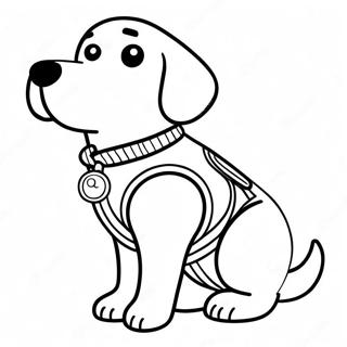 Friendly Service Dog with Vest Coloring Page | Service Dog coloring page
