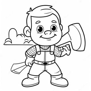 Cute Logger with Axe Coloring Page | Logging coloring page