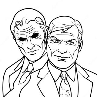 Two Face Villain Coloring Page | Two Face coloring page