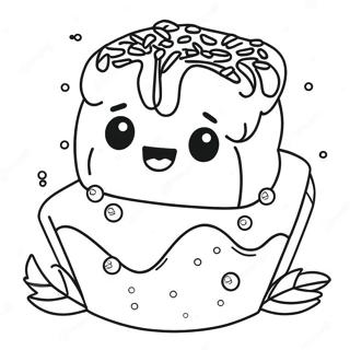 Cute Brownie with Sprinkles Coloring Page | Brownie coloring page