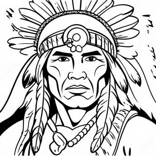 Realistic Native American Warrior Coloring Page | Realistic Native American coloring page