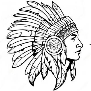 Detailed Native American Headdress Coloring Page | Realistic Native American coloring page