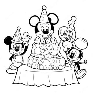 Mickey Mouse Birthday Party Coloring Page | Disney Birthday coloring page