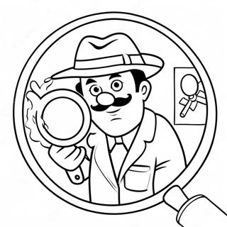 Funny Detective with Magnifying Glass Coloring Page | Detective coloring page