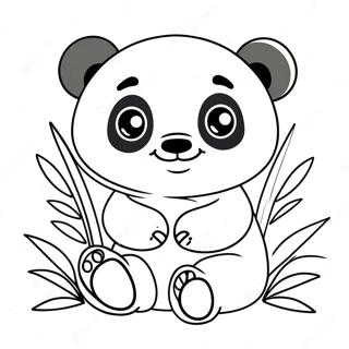 Cute Kawaii Panda with Bamboo Coloring Page | Kawaii Panda coloring page