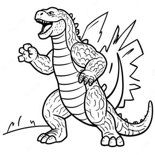 Godzilla Roaring Fiercely Coloring Page | Realistic Godzilla coloring page