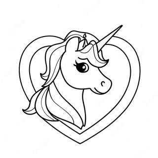 Unicorn Valentine's Day Heart Coloring Page | Unicorn Valentines Day coloring page