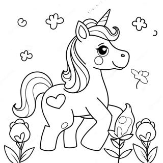 Cute Unicorn with Flowers Coloring Page | Unicorn Valentines Day coloring page
