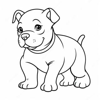 Playful American Bully Puppy Coloring Page | American Bully coloring page