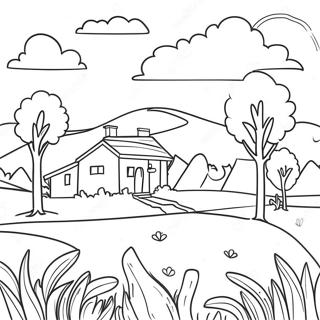 Beautiful Ukrainian Landscape Coloring Page | Ukraine coloring page