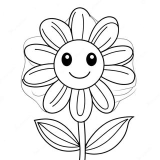 Cute Daisy with Smiling Face Coloring Page | Daisy coloring page