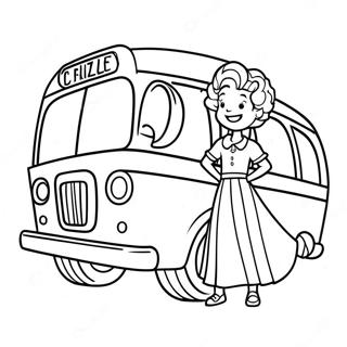 Ms. Frizzle on the Magic School Bus Coloring Page | Magic School Bus coloring page