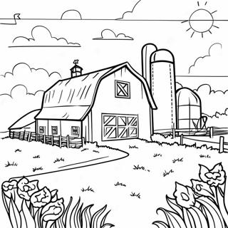 Colorful Indiana Farm Scene Coloring Page | Indiana coloring page