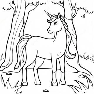 Majestic Last Unicorn in a Forest Coloring Page | The Last Unicorn coloring page