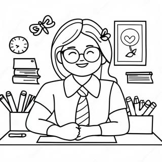 Glad administrativ professionell dag färgläggningssida | Tack för Administrativa Professionellas Dag målarbild