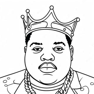 Biggie Smalls with Crown Coloring Page | Biggie Smalls coloring page