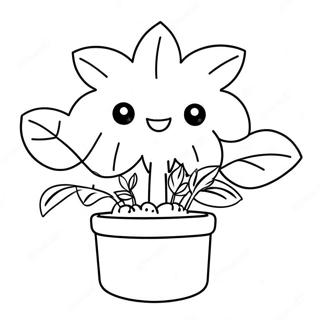 Kawaii Plant Coloring Page | Kawaii Plant coloring page