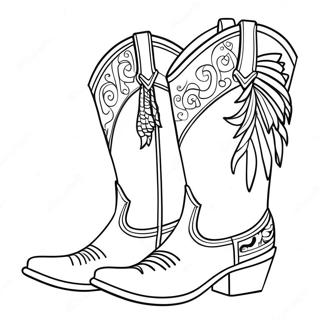 Cowgirl-kengät värityssivu | Lehmityttösaappaat värityssivu