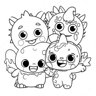 Cute Super Monsters Playing Together Coloring Page | Super Monsters coloring page
