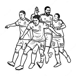 LAFC Players in Action Coloring Page | LAFC Logos coloring page